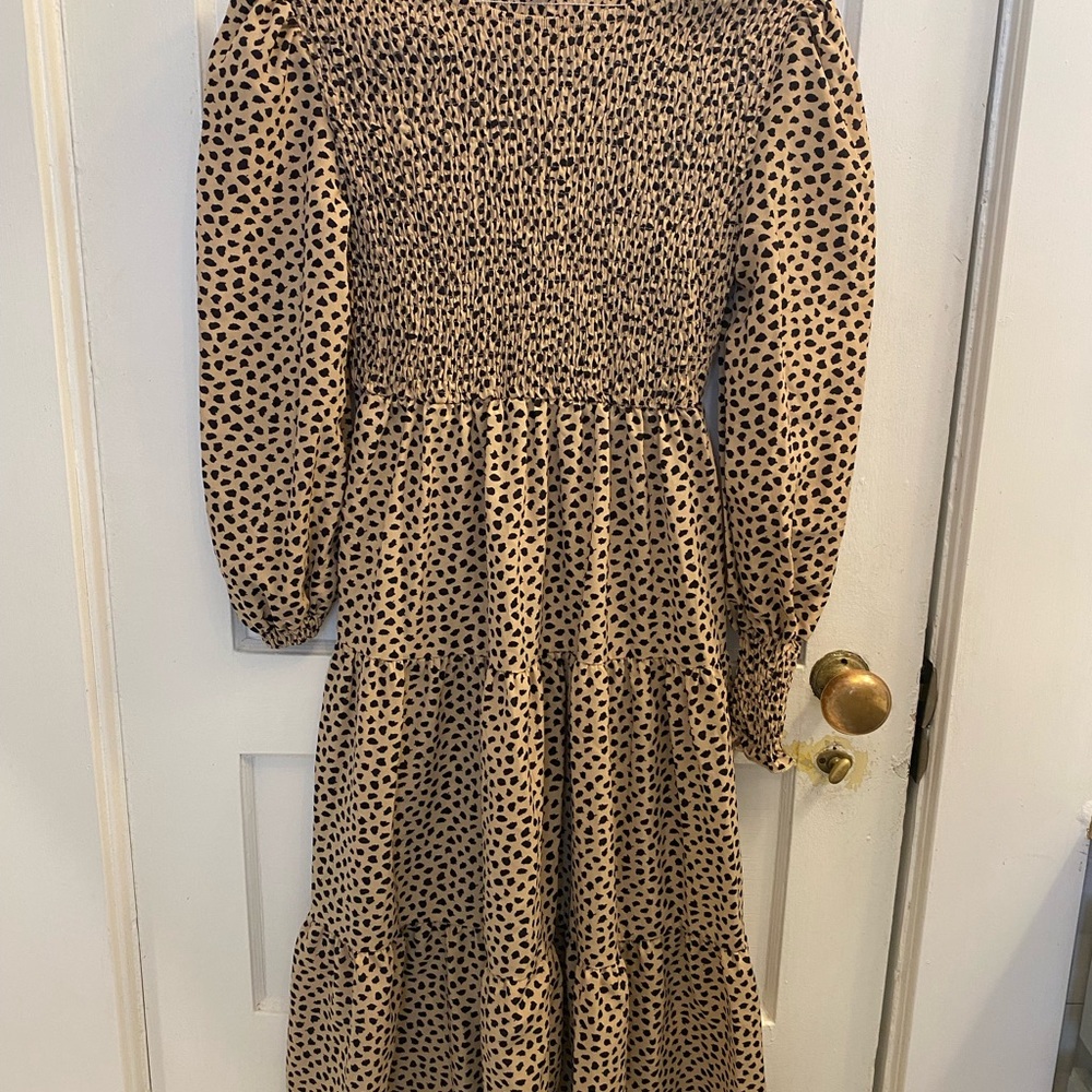 Polka Dot Long Sleeve Midi Dress